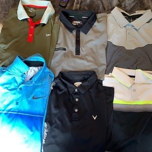 Lot of 12 Nike Golf Polos and 1 Callaway Polo.